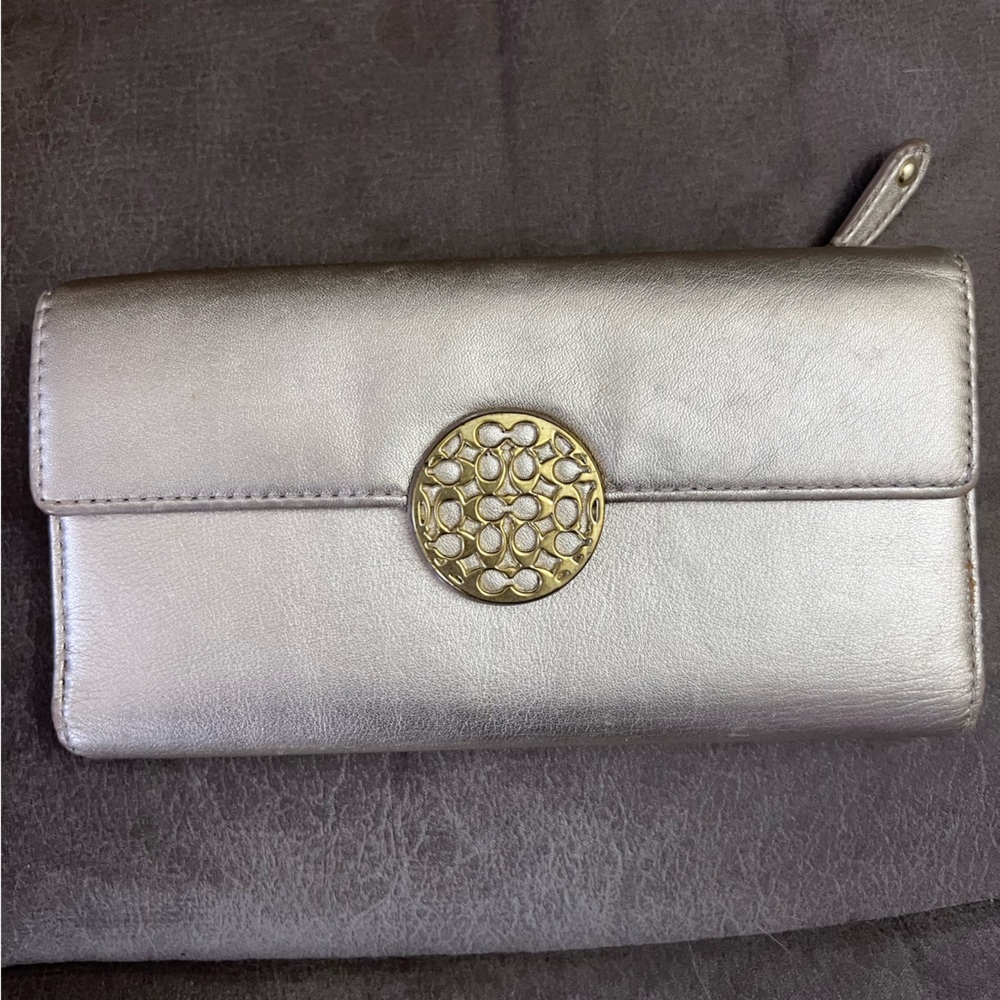 Used gold Coach wallet